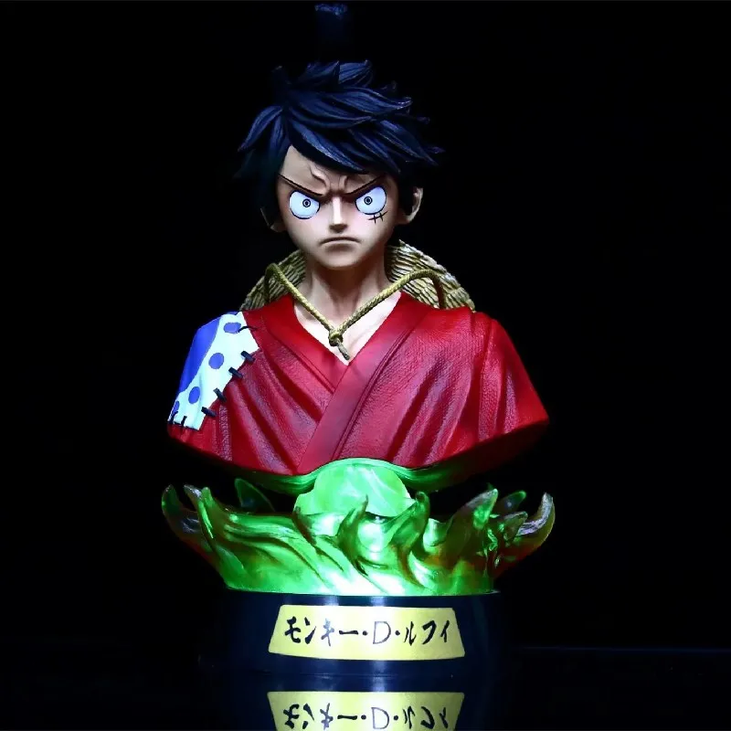 One Piece Monkey D Luffy Anime Figures Bust Model Toys 7 Colors Remote Control Toy Action LED Figurals Collector Brinquedos 16cm