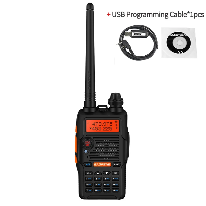 Add 1 USB Cable Baofeng UV-5R V walkie-talkie 1 шт. Профессиональный fm-приемопередатчик с гарнитурой 136-174/400-520mHZ ham radio comunicador Black - Цвет: Add 1 USB Cable
