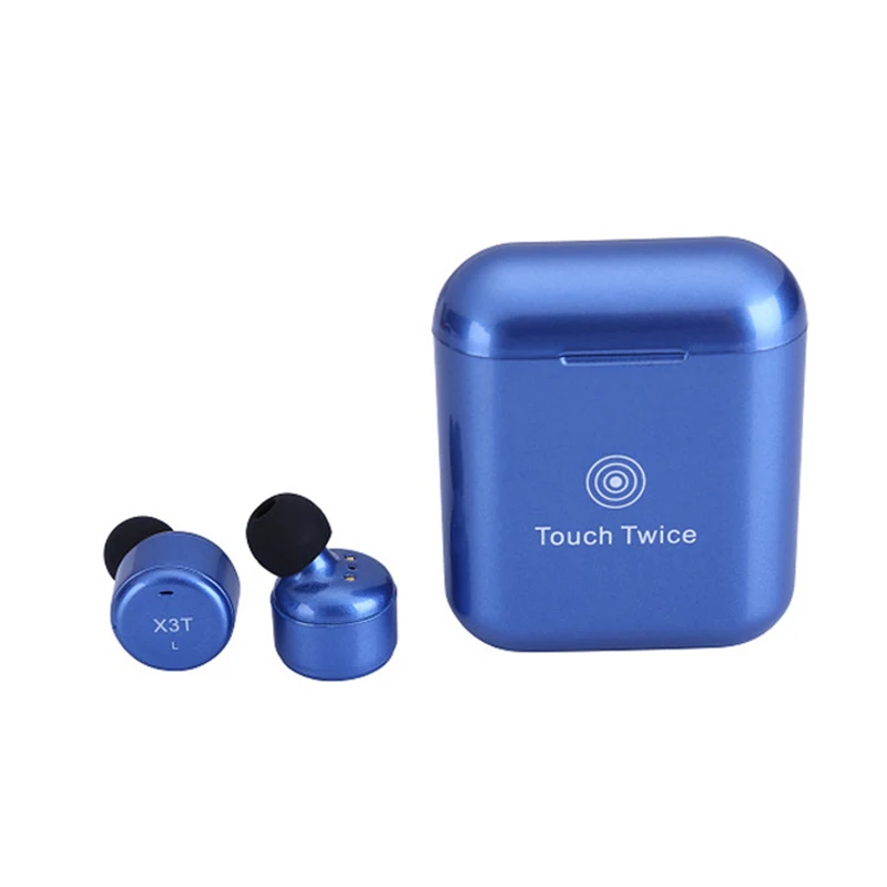Blue TWS X3T настоящая Беспроводная стереогарнитура Bluetooth гарнитура Портативные небольшие наушники с Bluetooth с микрофоном, применимым к Android/IOS - Цвет: Blue