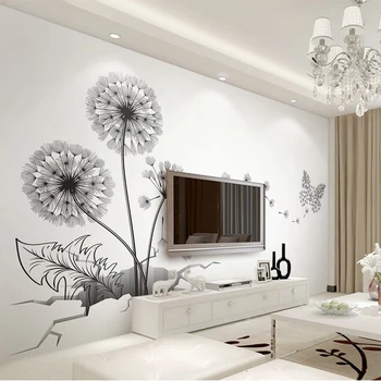 

Black Sticker Creative Dandelion Wall Cover Decals Home Deor Removable Vinyl Stickers for Kids Room Living Room Decorations