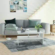 Mesa de centro con madera aglomerada con estante, mesa de centro rectangular de gama alta de brillo, mesa moderna para sala de estar, estilo nórdico