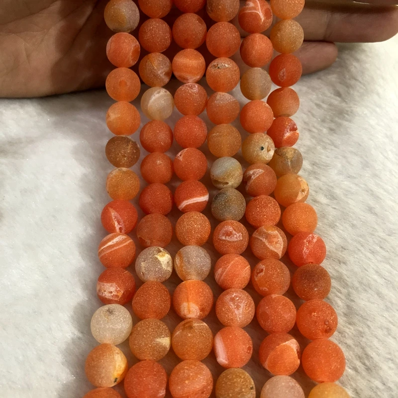 Natural Orange Geode Agate Beads 10mm Round Gem stone Loose For Jewelry Making 1of 15.5&quot string | Украшения и аксессуары