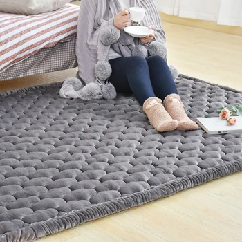 

Japanese style simple solid color short plush covered with crawling tatami carpet bedroom bed can be machine washable wash custo