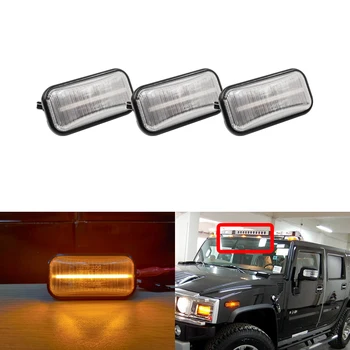 

3PCs Center Led Cab Roof Marker Lights Clear Lens Amber Indicator For Hummer H2 2003-2009 H2 SUT 2005-2009