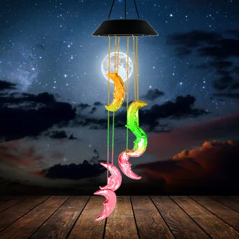 

LED Solar Lamp Waterproof Color Changing Moon Wind Chime Light Decorative Lamp Outdoor Garden Camping Hanging LED Light