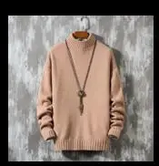 khahi sweater Мужской свитер плюс размер 5XL 4XL M половина черепаха шеи трикотажный пуловер Homme X Mas свитера коричневый хахи черный белый - Цвет: khahi sweater