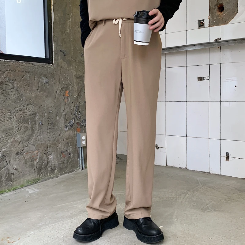 khaki pant Мужская Уличная мода хип-хоп костюм куртка Верхняя одежда Мужская Одиночная лента с кнопками Бизнес Повседневный свободный костюм Блейзер Пальто - Цвет: khaki pant