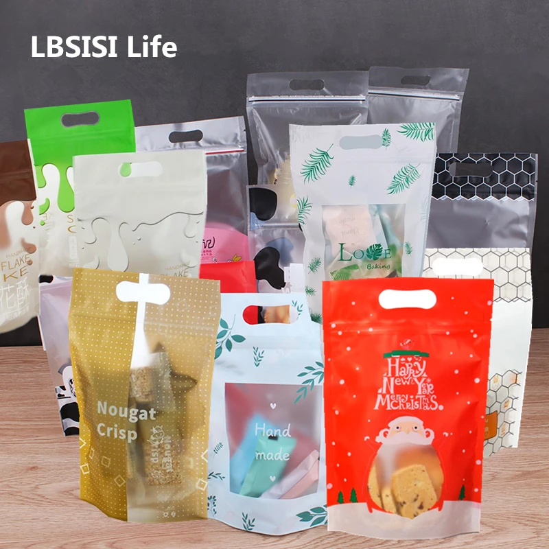 LBSISI Life 50 шт. рождественские конфеты печенья подарок на молнии пластиковые упаковочные пакеты ручные печенья посылка свадебный мешок