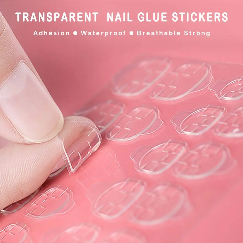 Double-Sided Nail Adhesive Stickers Breathable Transparent Bendable Fake Nail Glue for Women and Girls