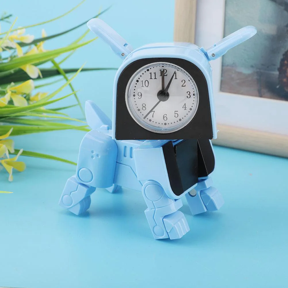 Творческий мультфильм деформированный робот собака будильник Студенческая спальня детская прикроватная Бесшумная Спящая настольная Часы украшение дома