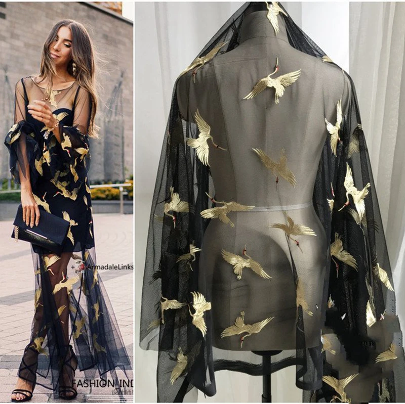 GLace 1Y/лот золотая вышивка мягкая сетка швейная ткань для платья ткань аксессуары DIY Материал TX1600