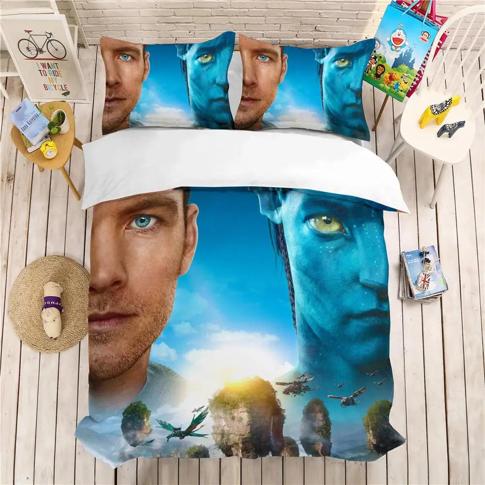

MuUSOLEI Avatar 3D Bedding Set Queen Size Duvet Cover comforter cover set Microfiber Home Room Bed Textiles Q35