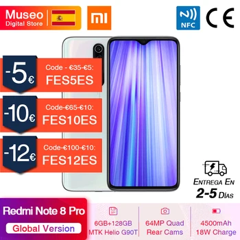 Перейти на Алиэкспресс и купить Глобальная версия смартфона Xiaomi Redmi Note 8 Pro, 6 ГБ 128 Гб ПЗУ, 64-мегапиксельная четырехъядерная камера, MTK Helio G90T, 4500 мАч, 18 Вт, QC 3,0, UFS 2,1