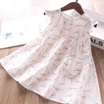 

2020 Spring and Summer Girls Printed Pocket CHILDREN'S Dress Childrenswear Wholesale