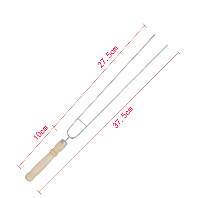 Deauy 6/10 Dcs Rozsdamentes Acél U Alakú Grillező Forrasztó Villa Tű Fa Fogantyú Nyárs Dupla Bbq Szerszámok - Image 2