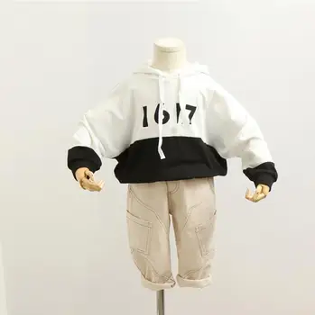 

2020 new girls boys patchwork t-shirt spring full sleeve fashion kids sweatshirt 2-7t HJ593