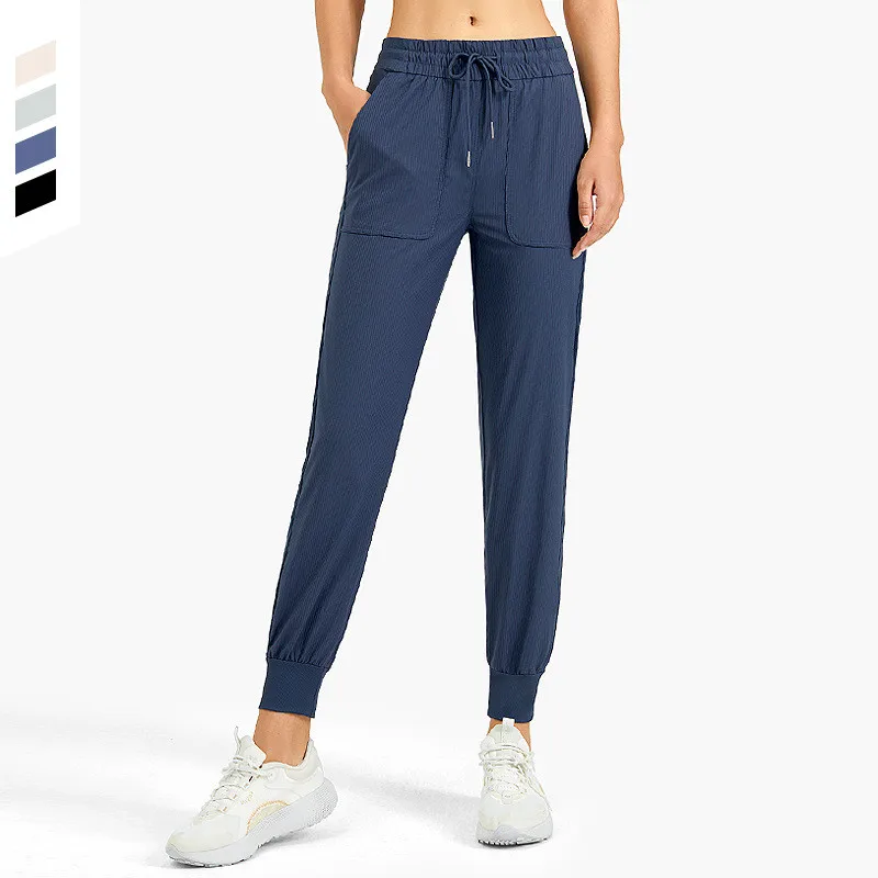Women Sports Pants Fitness Yoga Legging Loose Running Athletic Clothe Casual Jogging Drawstring Feet Loose Trousers With Pockets