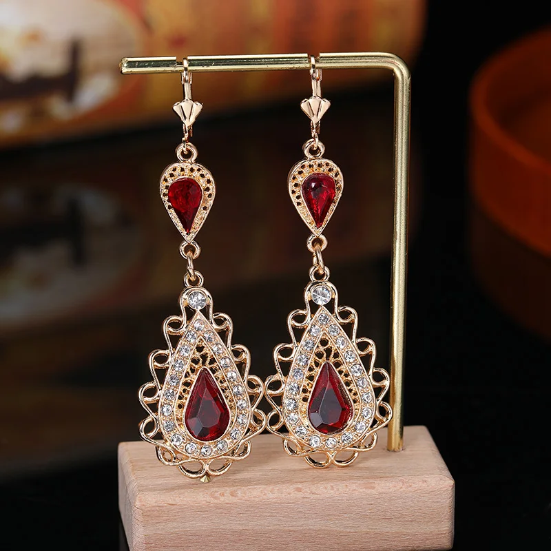 Drop Earrings Dome Teardrop Earrings European Bridal Decorative Jewelry Earring French Hook Water Drop Rhinestone