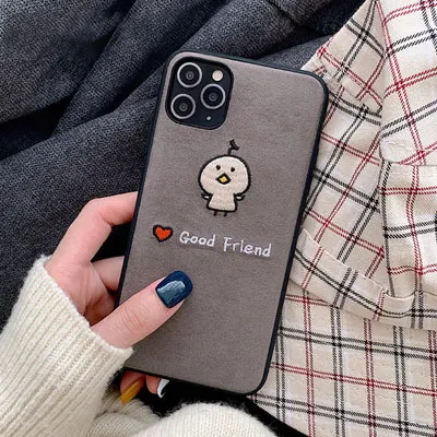 Жесткий защитный чехол из замши с вышивкой от Jenny для iPhone 11 Pro x xr xs max 6 6s 7 8 Plus с изображением животных - Цвет: Серый