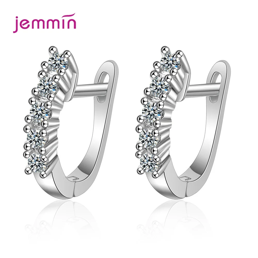 

Classic U Shape Zircon Small Hoop Earrings for Women 925 Sterling Silver Huggies Earrings Jewelry Wedding Party Gift
