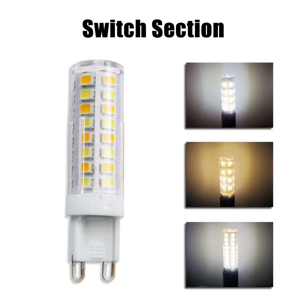 10pcs/lot 220V G4 G9 LED Corn Bulb Three-color Switch Segmented Dimming Color-changing Lamp Ceramic Two-color 5W Light Source