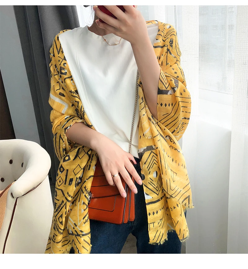 Chal de viscosa diseño de Letras amarillas para mujer, chal grande de lujo, la moda, de Pashmina - AliExpress Accesorios para la ropa