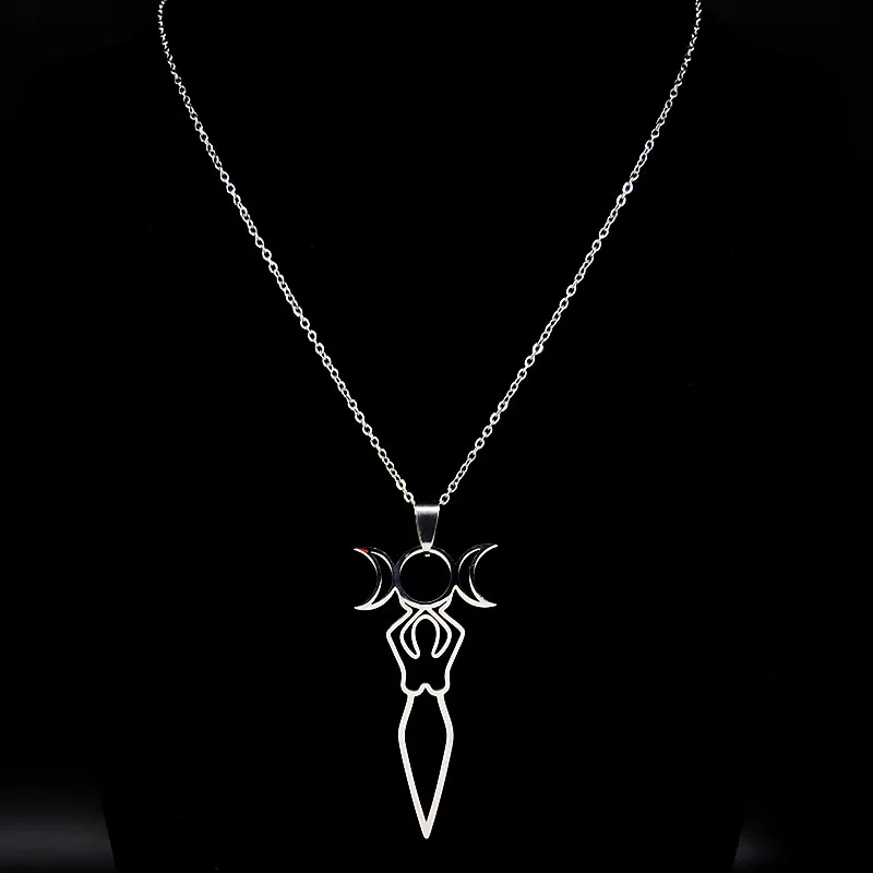Ожерелье богиня луны из нержавеющей стали женское серебряное колдовское ожерелье ювелирные изделия cadenas para hombre N19979