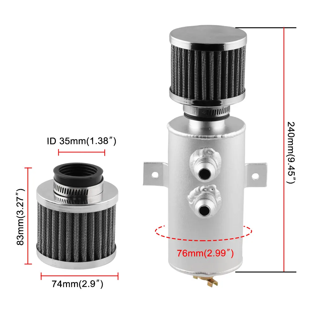 Маслоуловитель БАК с дыхательным фильтром алюминий 10 Круглый 0.75L матовый с толку Универсальный Сепаратор Кронштейн