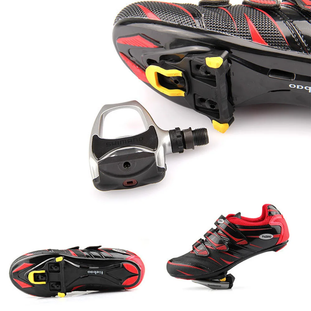 1pair Bicycle Self-locking Pedal Set Red Yellow Road Bike Pedal Cleats For Shimano SPD-SL SM-SH11 2pcs Bike Accessories BC0182 (5)