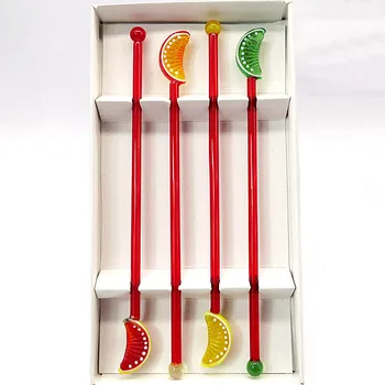 

Handmade Lemon Slice decorative glass cocktail stirring rod swizzle stick bar Accessories glass Mixing Cocktail Stirrers Sticks