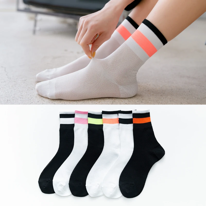 

Casual Women's Socks harajuku Cotton Solid color thin breathable Stripes Striped Sporty Christmas Fashion Warm Christmas korean