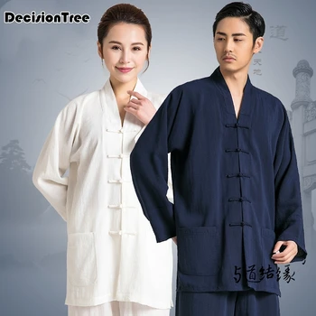 

2019 martial arts wushu clothing suit for men and women jiu jitsu wushu kung fu uniform tai chi suit v neck loose elegant KungFu