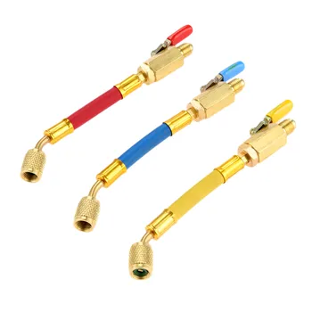 

DRELD 3Pcs/set Ball Valve with 170mm/7inch R410A Short Charging Hoses Refrigerant HVAC AC Tool Kit 1/4" Male and Female SAE