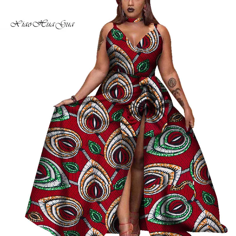 Ожерелье африканские платья для женщин Африканский Принт без рукавов вечерние платья Дашики размера плюс женская одежда 6XL WY4313
