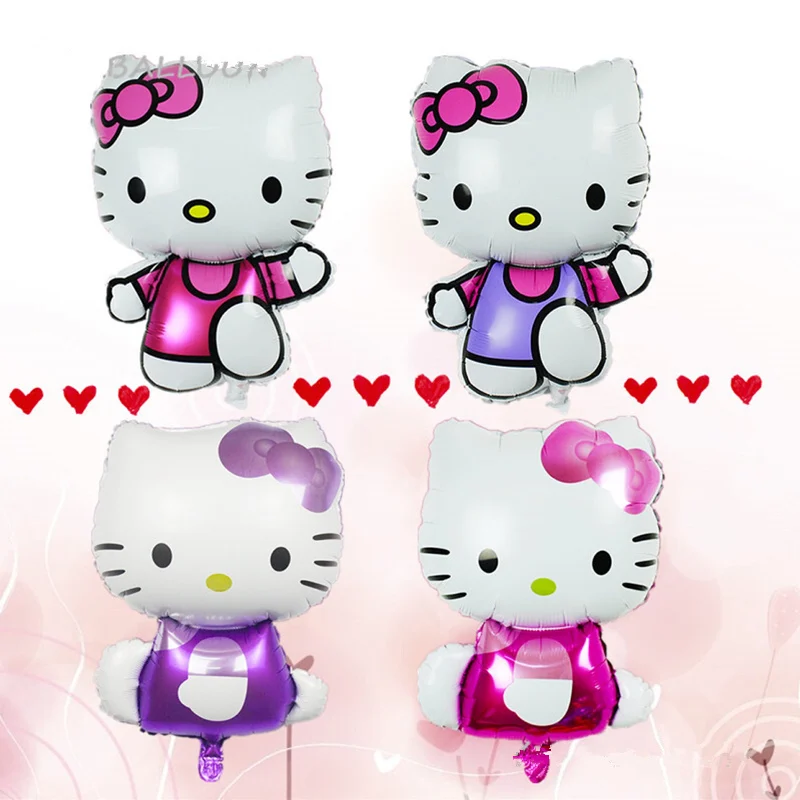 116x68cm Grande Taille Hello Kitty Chat Feuille Ballon Dessin Anime Mariage Fete D Anniversaire Decoration Pour Enfants Ballons Gonflables Aliexpress