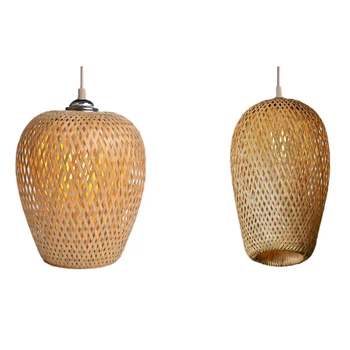 

Modern Bamboo Hand-Woven Bamboo Weaving Restaurant Chandelier Handmade Hotel Restaurant Aisle Lamps