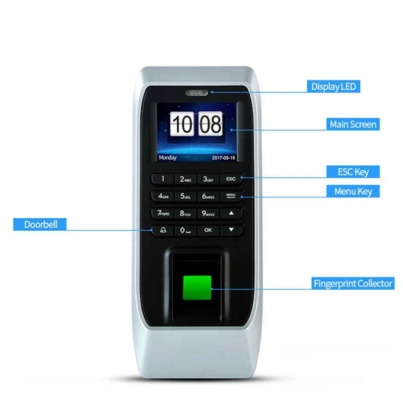 Fingerprint Access Control Machine Attendance Access Control Machine Glass Door Password Access Control System(EU Plug