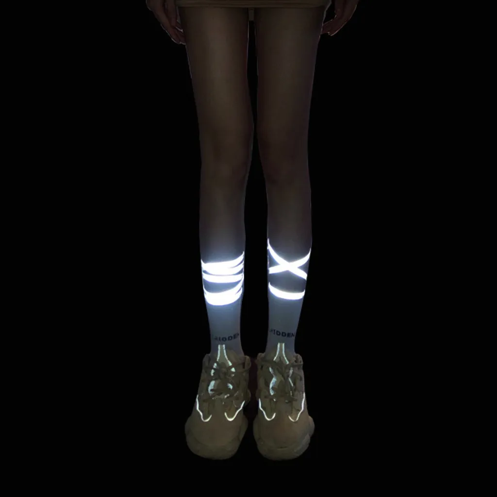 Светоотражающие бандажные носки до лодыжки, женские носки в стиле хип-хоп, уличная одежда, забавные носки, флуоресцентные носки с ремешками, индивидуальные носки meias
