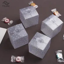 TTLIFE 50 шт. ПВХ Квадратные прозрачные коробки для конфет в горошек шоколадная посылка Подарочная коробка куб для свадьбы, дня рождения, рождественской вечеринки