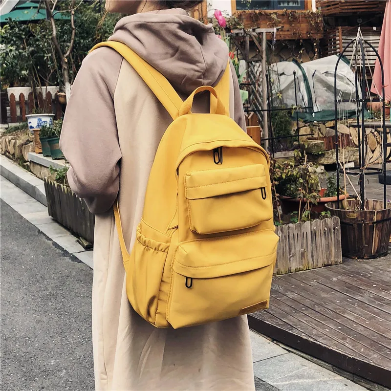 

Solid Color Backpack For Women 2020 Waterproof Nylon Multi Pocket Travel Backpacks Large Capacity School Bag For Teenage