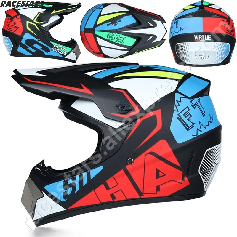 Гоночный Кроссовый шлем hors route Casque Moto Capacete Moto Casco внедорожный мультяшный детский мотоциклетный шлем 3 шт. подарок