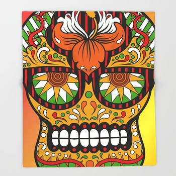 

Sugar Skull Blanket Cool Design Yellow Sugar Skull Fleece Blankets and Throw Blanket for Beds Christmas Decorations for Home