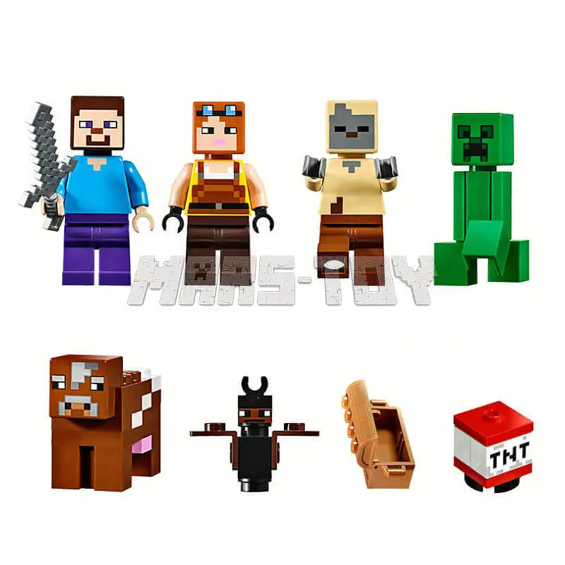 The Creepered Mine Building Blocks With Steve Action Figures Compatible 21155 My World Brick Set Gifts Toys The Creepered Mine Building Blocks With Steve Action Figures Compatible 21155 My World Brick Set Gifts Toys