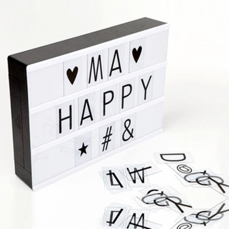 

DIY Lightbox Number Symbols Emojis Gifts A4 Light Box Romantic LED Lightbox Alphabet Lights Ledlightbox PVC Letters