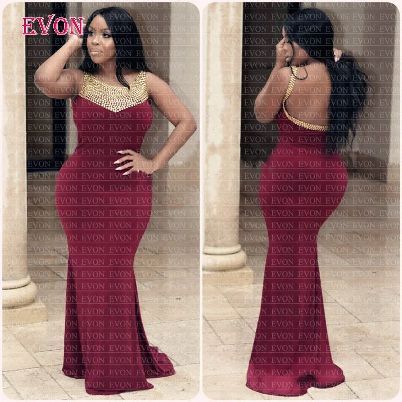 Plus Size Burgundy Mermaid Prom Dresses Vestidos De Fiesta Noche Custom Made Scoop Backless Beaded Gowns Robe Soiree | Свадьбы и