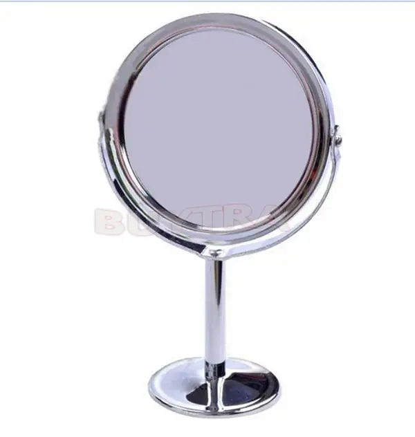 Косметический Держатель для ванной, двухстороннее настольное зеркало для макияжа диаметром 8 см, для женщин, для домашнего офиса, 1 шт., зеркала для макияжа из нержавеющей стали