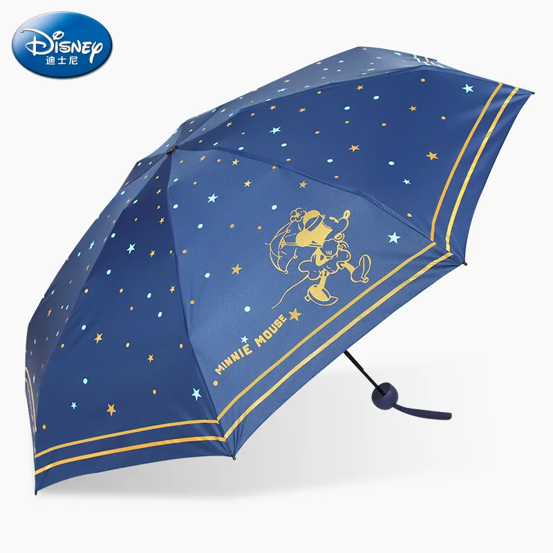 Disney Mickey Mouse Adult Sunny Umbrella Lady Folding Black Plastic