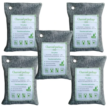 

5 Pcs Air Purifying Bag 200g Bamboo Charcoal Freshener Purifier Odor Remover