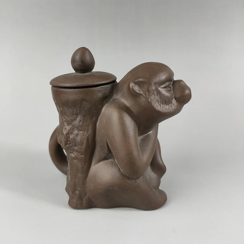 

Exquisite Chinese Classical Traditional Craft Collection Home Decoration Gift Cute Monkey Statue Purple Clay Teapot