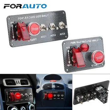

12V LED Ignition Switch Panel LED Toggle Switch Carbon Fiber for Racing Car Engine Start Push Button Car accessories